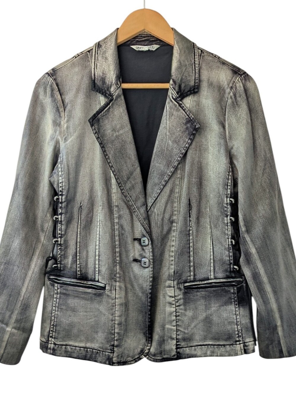Vintage Simon Chang Silver Black Corset Jacket